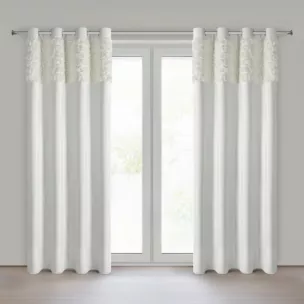 Zasłona kremowa z welwetu zdobiona aplikacją 3D róż 140x250 cm przelotka - ROSES Eva Minge Eurofirany
