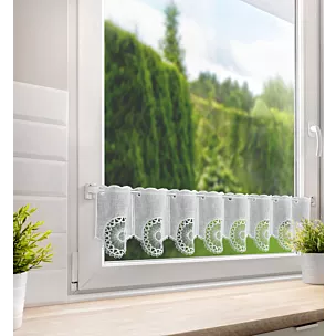 Tkanina firanowa zazdrostka zdobiona ażurowym haftem Eurofirany