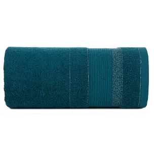 Ręcznik kąpielowy 50x90 cm bawełniany kolor turkusowy w pasy przetykany błyszczącą nicią 500 g/m2 APRIL Eurofirany