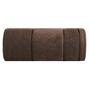 Ręcznik kąpielowy 70x140 cm bawełniany kolor brązowy z welurową bordiurą 500 g/m2 EMMA Eurofirany