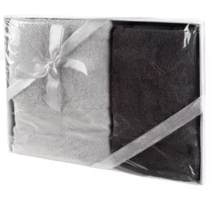 Zestaw ręczników bawełnianych 2 szt kolor srebrny, stalowy 450 g/m2 GLOW Eurofirany