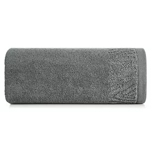 Ręcznik kąpielowy 50x90 cm bawełniany kolor szary z ozdobną błyszczącą bordiurą 500 g/m2 MARGO Eurofirany