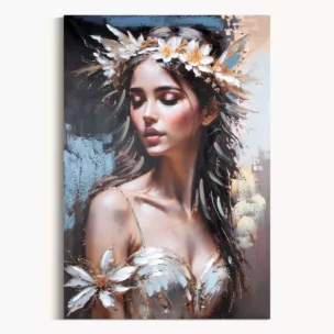 Obraz postaci beżowo, granatowy ręcznie malowany na płótnie 80x120 cm  Eurofirany