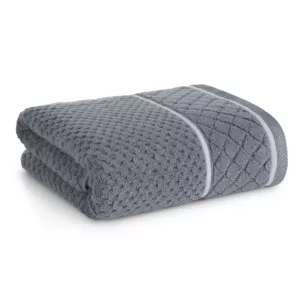 Ręcznik do rąk 30x50 cm bawełniany kolor stalowy o strukturze krateczki z ozdobną bordiurą 500 g/m2 FAVORI Eurofirany