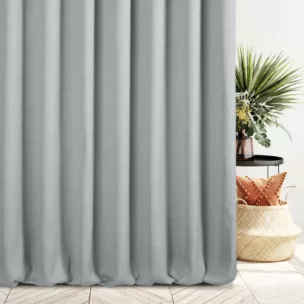 Zasłona szyta na taśmie fala popielata z tkaniny o naturalnym splocie z efektem melanżu