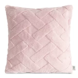 Poszewka na poduszkę 45x45 cm z miękkiego pluszu zdobiona wypukłym wzorem pudrowo różowa CARO DESIGN 98 Eurofirany