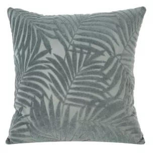 Poszewka na poduszkę 40x40 cm z miękkiego welwetu z wytłaczanym wzorem liści oliwkowa LIVIA Eurofirany