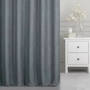 Zasłona szyta na taśmie fala jasnopopielata z miękkiej tkaniny o welurowej strukturze i wyraźnym splocie