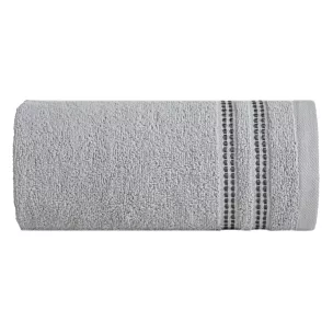 Ręcznik kąpielowy 70x140 cm bawełniany kolor srebrny z subtelną bordiurą w paseczki 500 g/m2 ALLY Eurofirany