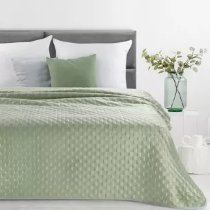 Narzuta welwetowa jasnozielona 220x240 cm pikowana metodą hot press SOFIA 4 EUROFIRANY PREMIUM