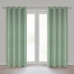 Zasłona zielona o naturalnym splocie 140x250 cm przelotka - LINDA Eurofirany