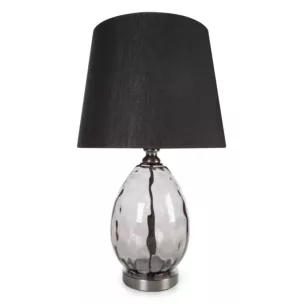 Lampa stołowa nocna czarna MAYA z podstawą z dymionego szkła Eurofirany
