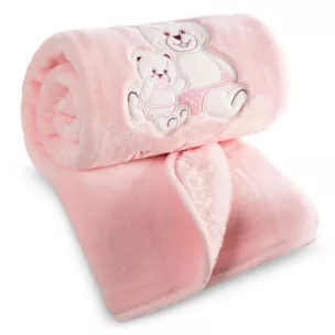 Koc dziecięcy 80x110 cm różowy z uroczą aplikacją BABY 3 Pierre Cardin Eurofirany