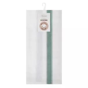 Komplet ściereczek kuchennych 2szt 50x70 cm bawełniany kolor zielony w pasy 200 g/m2 SOFIA Eurofirany