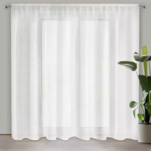 Firana kremowa o strukturze drobnego deszczyku wzór pionowy 350x250 cm taśma REBECCA Eurofirany