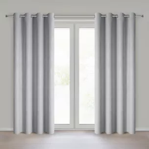 Zasłona stalowa o naturalnym melanżowym splocie 140x250 cm przelotka - LINDA  Eurofirany