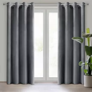 Zasłona grafitowa z tkaniny welwetowej 140x250 cm przelotka ROSA Design 91 Eurofirany