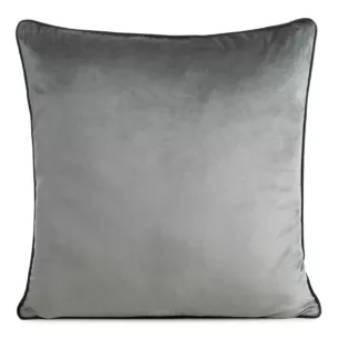 Poszewka na poduszkę 60x60 cm welwetowa o delikatnym połysku z ozdobną lamówką stalowa GAJA 2 Eurofirany