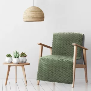 Narzuta na fotel-koc 70x160 cm ciemnooliwkowy miękka i miła w dotyku z wytłaczanym wzorem 3D CINDY 6 DESIGN 91 Eurofirany