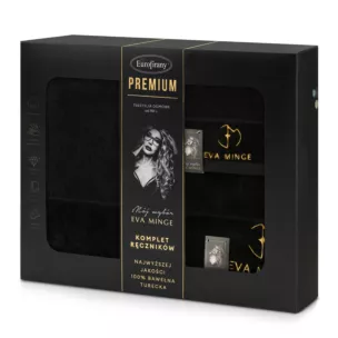 Zestaw ręczników bawełnianych 3 szt kolor czarny 550 g/m2 GAJA Eva Minge Eurofirany