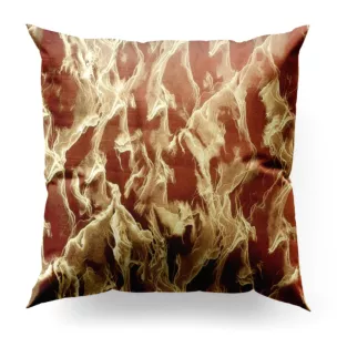 Poszewka szyta rudo złocista z tkaniny welwetowej ze złotym marmurkowym nadrukiem