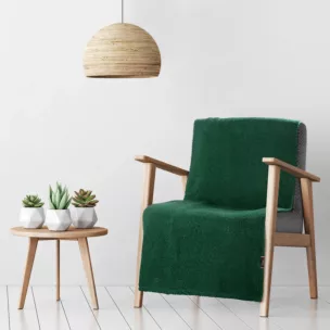 Narzuta, koc na fotel  70x160 cm ciemnozielony o miękkiej strukturze BUKLA Eurofirany