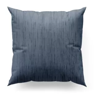 Poszewka szyta niebieska z tkaniny welwetowej w pionowe prążki, wykończona obciążnikiem