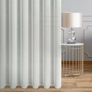 Firana szyta na taśmie fala naturalna z tkaniny o naturalnym splocie, typu ETAMINA, wykończonej obciążnikiem