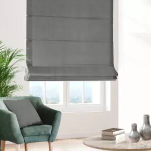 Roleta rzymska ADESSA szara z miękkiej tkaniny o welurowej strukturze