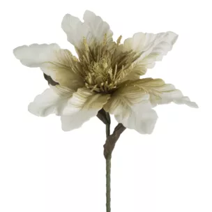 Kwiat sztuczny oliwkowo, biały z plastycznej pianki foamiran 64 cm