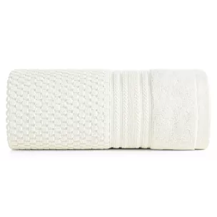 Ręcznik kąpielowy 50x90 cm bawełniany kolor kremowy zdobiony subtelnymi paseczkami 500 g/m2 DAVOS Eurofirany