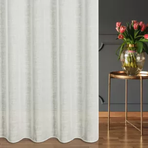 Firana szyta na tunelu naturalna z delikatnej etaminy wykończonej obciążnikiem