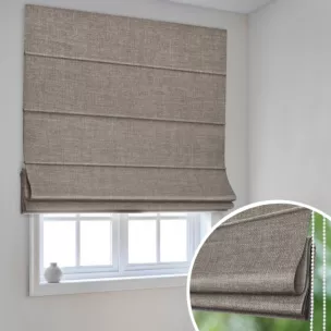 Roleta rzymska beżowa z tkaniny o grubym splocie
