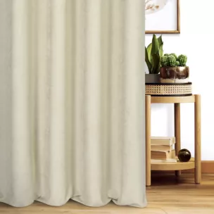 Zasłona szyta na taśmie 5 cm jasnobeżowa z miękkiej w dotyku tkaniny szenilowej