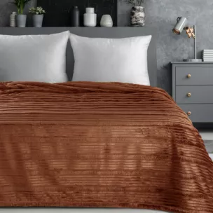 Koc 200x220 cm ceglasty, typu flano z wzorem 3D NINA Eurofirany