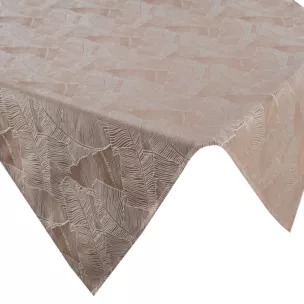 Bieżnik na stół ciemnobeżowo, biały 85x85 cm ISLA z żakardowym wzorem liści bananowca