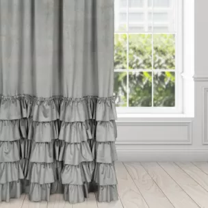 Zasłona stalowa z welwetu zdobiona falbanami 140x270 cm taśma CHARLOTTE Eurofirany