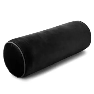 Poduszka dekoracyjna wałek 45 x 15 cm welwetowa czarna zdobiony kontrastującą lamówką GAJA Eurofirany