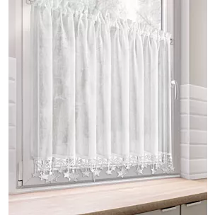 Zazdrostka świąteczna biała z etaminy zdobiona luźno zwisającymi gwiazdkami 150x90 cm tunel - XMAS Eurofirany