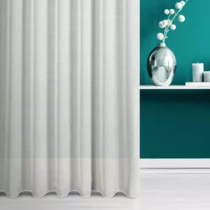 Firana szyta na taśmie 8 cm kremowa z gładkiej matowej etaminy, wykończona obciążnikiem