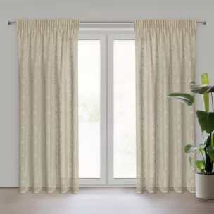 Zasłona jansobeżowa ażurowa w stylu eko 140x270 cm taśma NELA Eurofirany