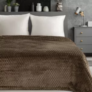 Koc 150x200 cm ciemnobrązowy miękki w dotyku z wytłaczanym wzorem 3D CINDY 6 Design 91