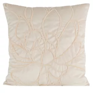 Poszewka na poduszkę 45x45 cm welwetowa zdobiona naszywanym wzorem kremowa SANDI Eurofirany