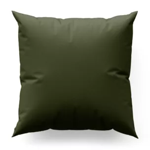 Poszewka szyta ciemnozielona z gładkiej tkaniny zaciemniającej typu dimout wykończona obciążnikiem