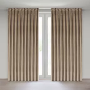 Zasłona ciemnobeżowa z welwetowej tkaniny 125x270 cm system flex - MELANIE Eurofirany