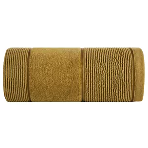 Ręcznik kąpielowy 70x140 cm bawełniany kolor miodowy z welurową bordiurą 500 g/m2 EMMA Eurofirany