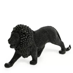 Figurka czarna w kształcie Lwa o drobnym strukturalnym wzorze 23x6x12 cm ELDO 3 Eurofirany