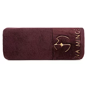Ręcznik kąpielowy 50X90 cm bawełniany kolor bordowy z haftowanym logiem Eva Minge 550 g/m2 GAJA Eurofirany