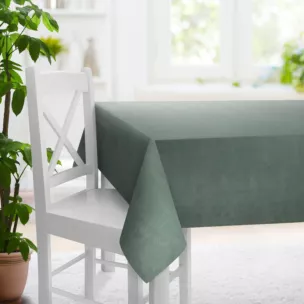 Obrus szyty turkusowo szampański z tkaniny welwetowej z błyszczącym nadrukiem