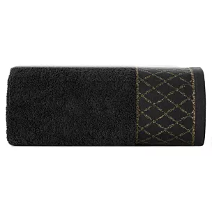 Ręcznik kąpielowy 50x90 cm bawełniany kolor czarny zdobiony wzorem geometrycznym 500 g/m2 LAYLA Eurofirany